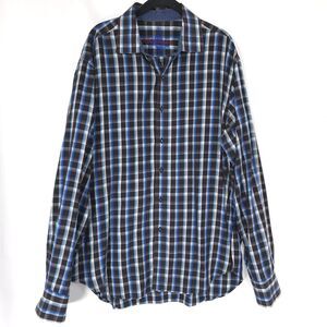 ROBERT GRAHAM Mens Classic Fit Plaid Blue Black XL Button Shirt